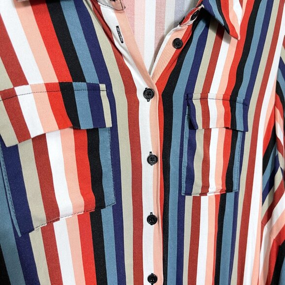 Torrid Button Front Challis Shirt Dress Size 5X Striped Business Casual Office - Picture 5 of 15